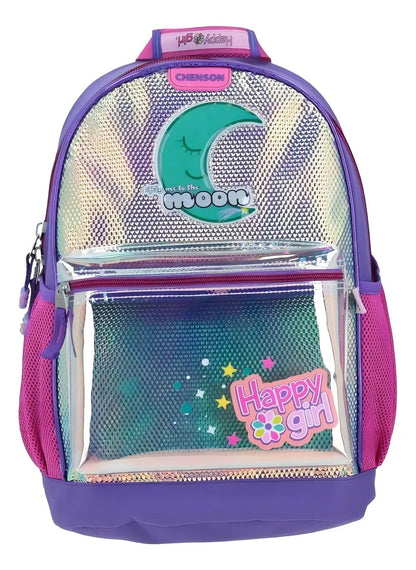Mochila Happy Girl Moon Violeta Relieve Primaria Chenson