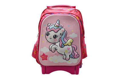 Mochila Con Ruedas Lonchera Y Lapicera Unicornio Sun Happy Sin Luz Primaria Con Detalle