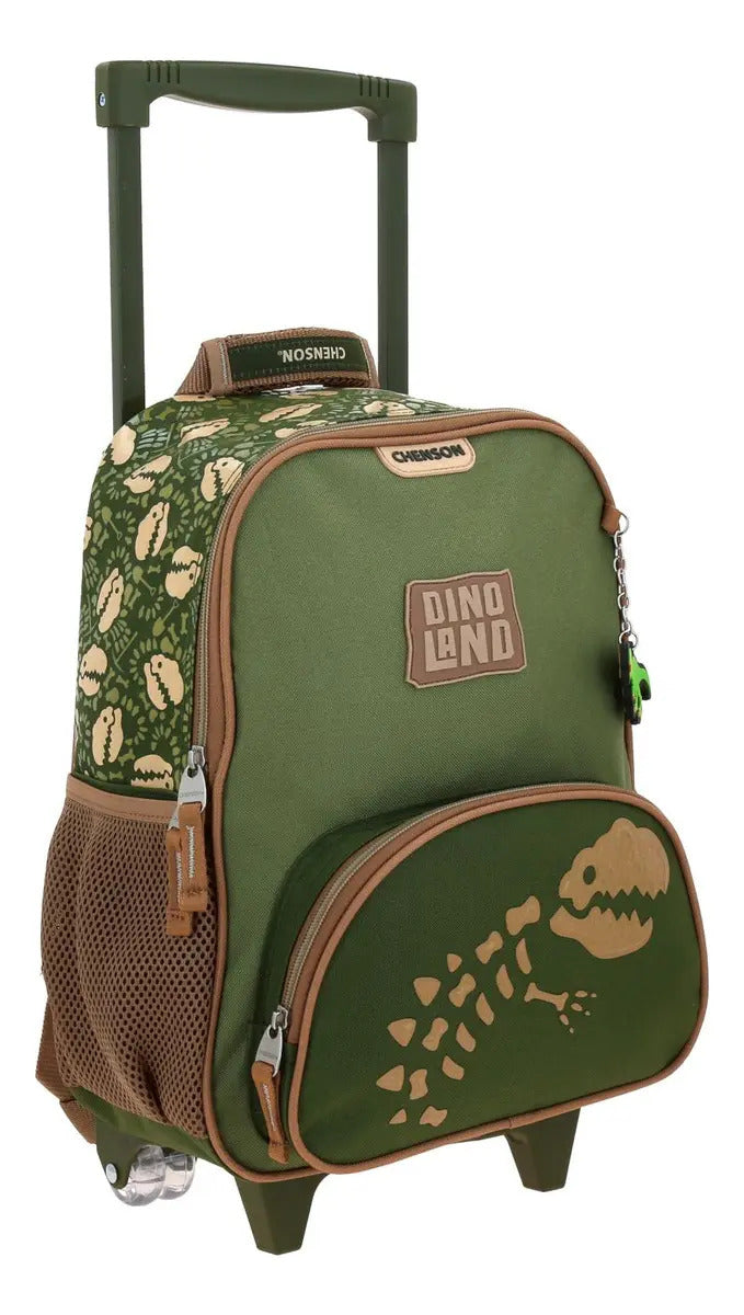 Mochila Con Ruedas Dino Land T Rex Relieve Kinder Chenson