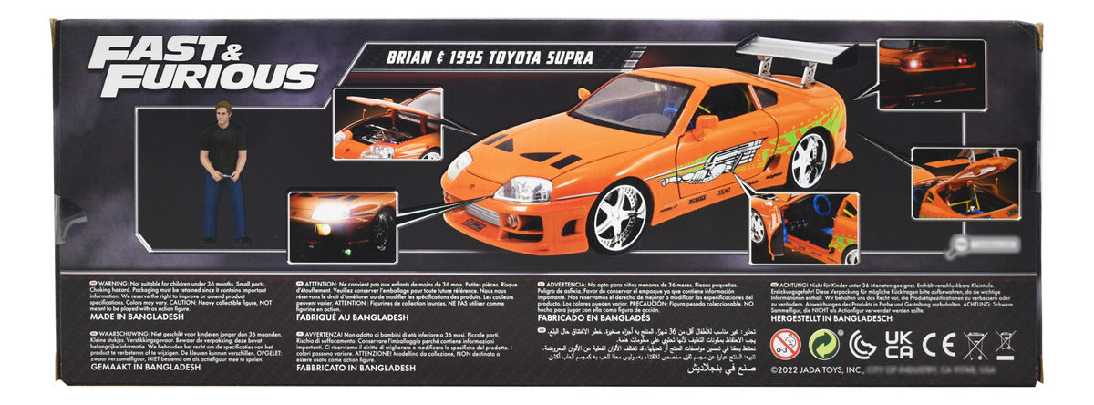 Fast And Furious Brian 1995 Toyota Supra Luz 1:18 Jada Cf Naranja