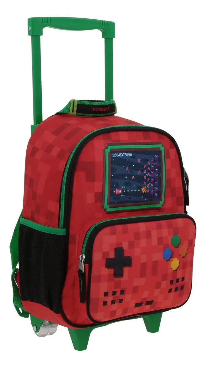 Mochila Con Ruedas Gaming Galaga Estampado 3d Kinder Chenson