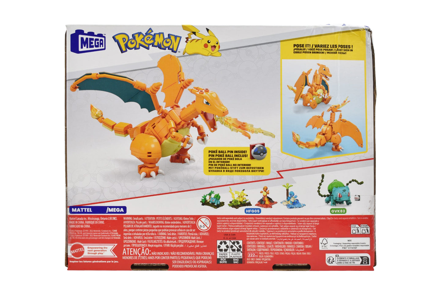 Mega Pokemon Charizard Figura Armable 222 Piezas Mattel Cf