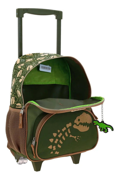 Mochila Con Ruedas Dino Land T Rex Relieve Kinder Chenson