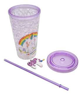 Vaso Doble Pared Gel Enfriador Con Luz Unicornio Sm22hat256