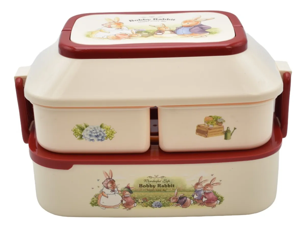 Toper Conejos 3 Niveles Lunch Box Cubiertos 1500ml 82003