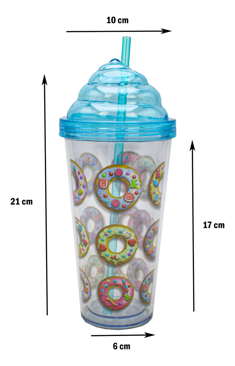 Vaso Plastico Tapadera De Rosca Y Popote Malteada Sm22hat290