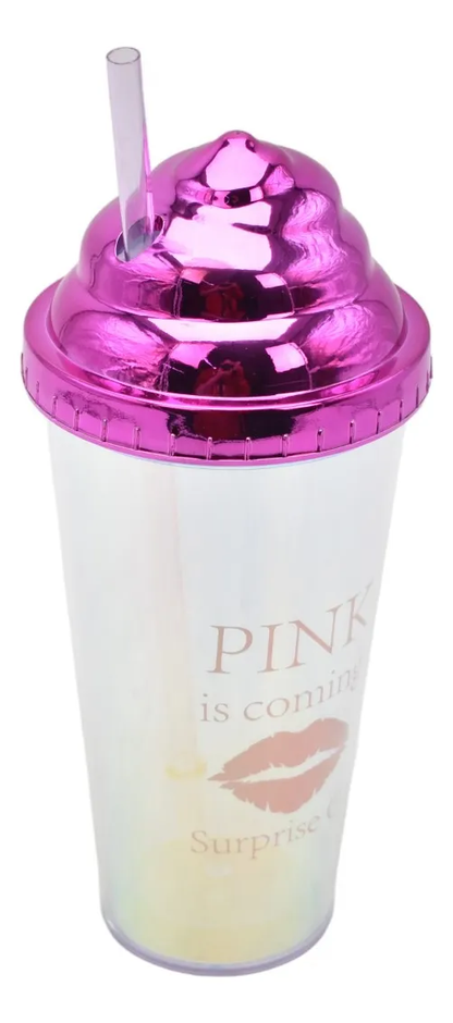 Vaso Plastico Tapadera De Rosca Y Popote Malteada Sm22hat279