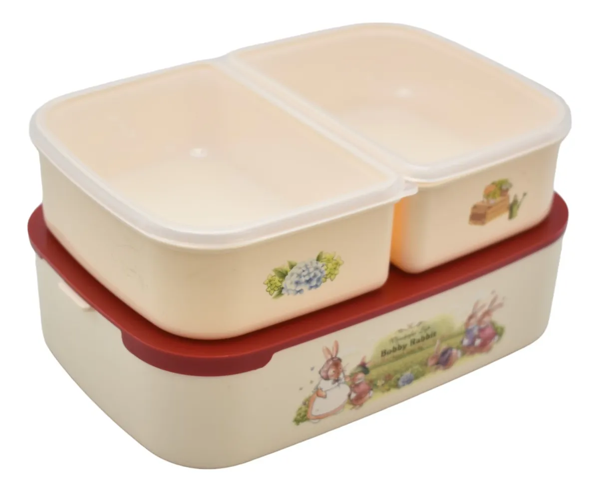 Toper Conejos 3 Niveles Lunch Box Cubiertos 1500ml 82003