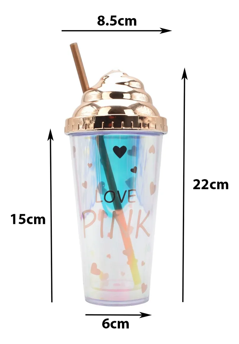 Vaso Plastico Tapadera De Rosca Y Popote Malteada Sm22hat279