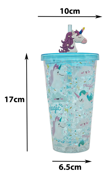 Vaso Doble Pared Gel Enfriador Con Luz Unicornio Sm22hat256