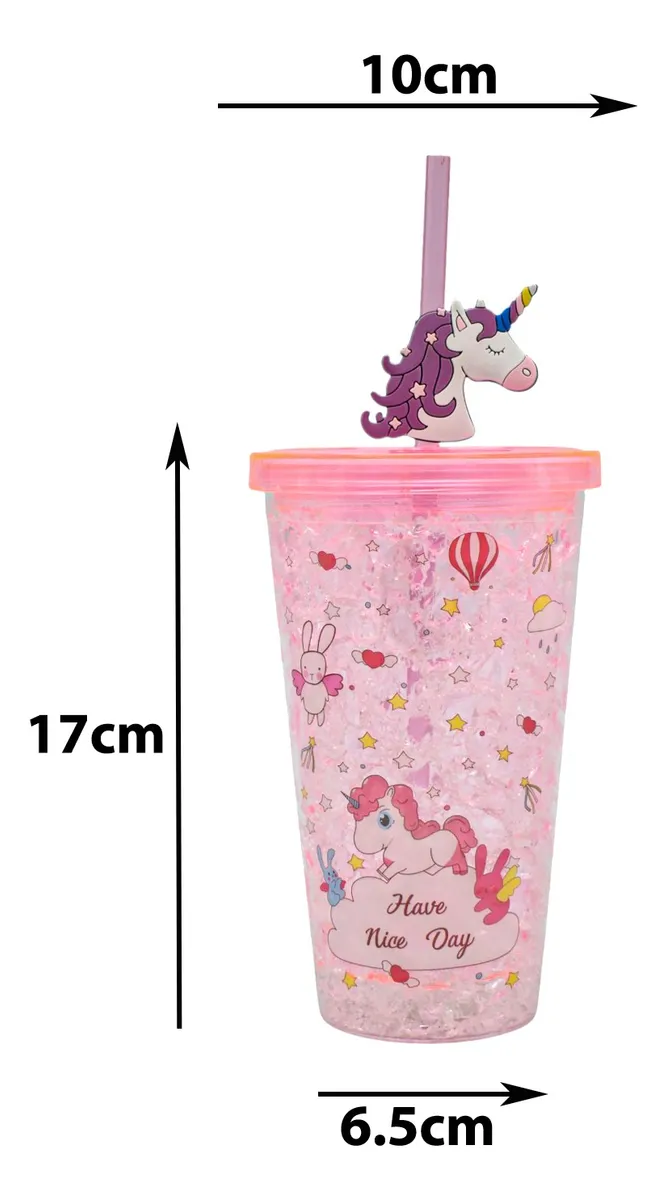 Vaso Doble Pared Gel Enfriador Con Luz Unicornio Sm22hat256