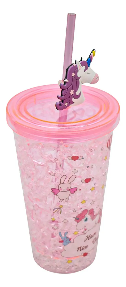 Vaso Doble Pared Gel Enfriador Con Luz Unicornio Sm22hat256