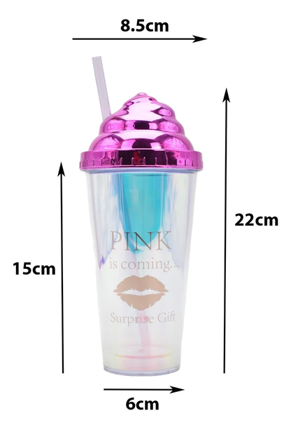 Vaso Plastico Tapadera De Rosca Y Popote Malteada Sm22hat279