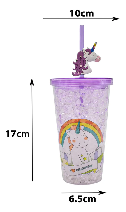 Vaso Doble Pared Gel Enfriador Con Luz Unicornio Sm22hat256
