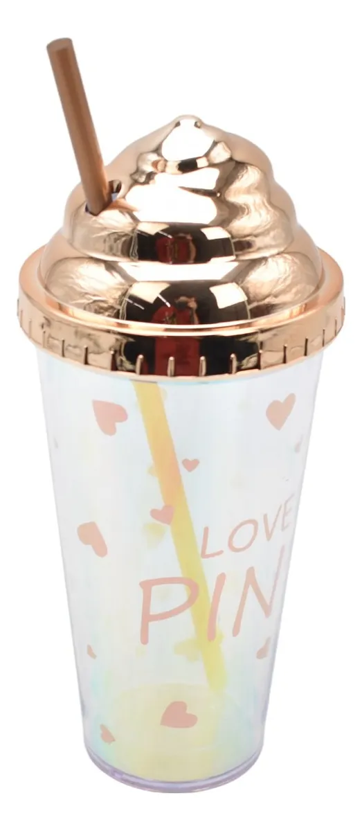 Vaso Plastico Tapadera De Rosca Y Popote Malteada Sm22hat279