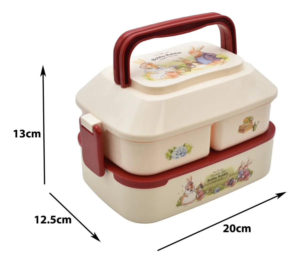 Toper Conejos 3 Niveles Lunch Box Cubiertos 1500ml 82003