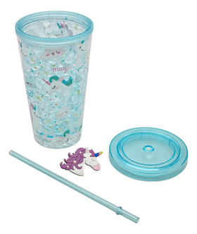 Vaso Doble Pared Gel Enfriador Con Luz Unicornio Sm22hat256