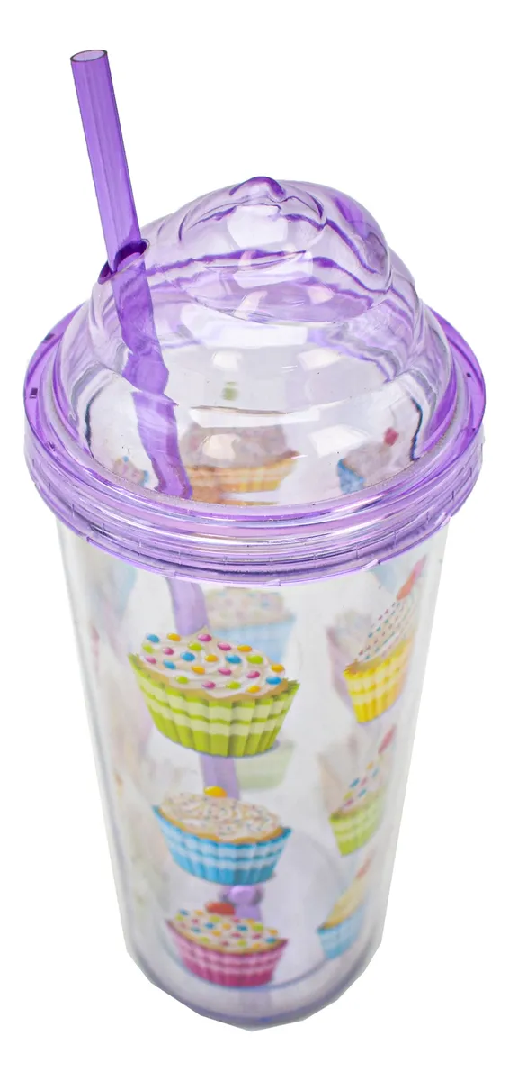 Vaso Plastico Tapadera De Rosca Y Popote Malteada Sm22hat290