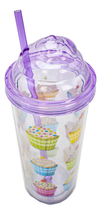 Vaso Plastico Tapadera De Rosca Y Popote Malteada Sm22hat290