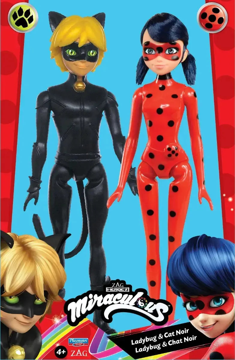 Miraculous Ladybug Y Cat Noir Figuras Basicas Playmates Toy - Vista frontal