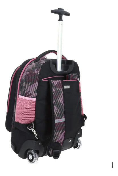 Mochila Con Ruedas Luminosas Happy Girl Con Flor Chenson - Detalle cierre