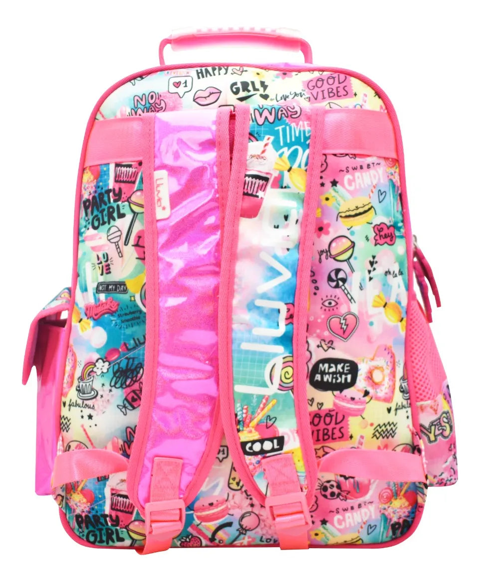 Mochila Llama Candy Make - Vista trasera