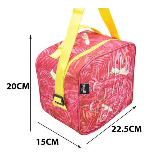 Mochila Lonchera Hashtag Estampado - Detalle compartimentos