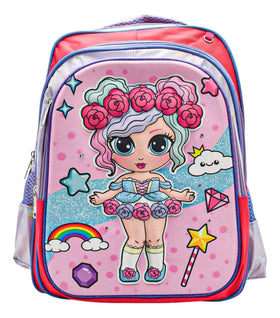 Mochila Lonchera Lapicera Muñeca Primaria Ll23bpm054 Detalle Rosa Impresion 3d | Taidongo