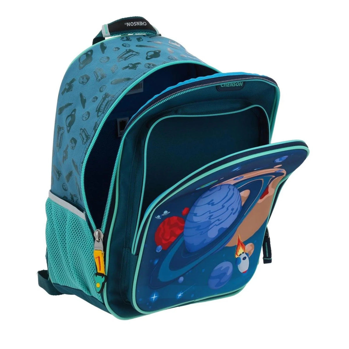 Mochila Lonchera Lapicera Planetas Chenson - Detalle compartimentos