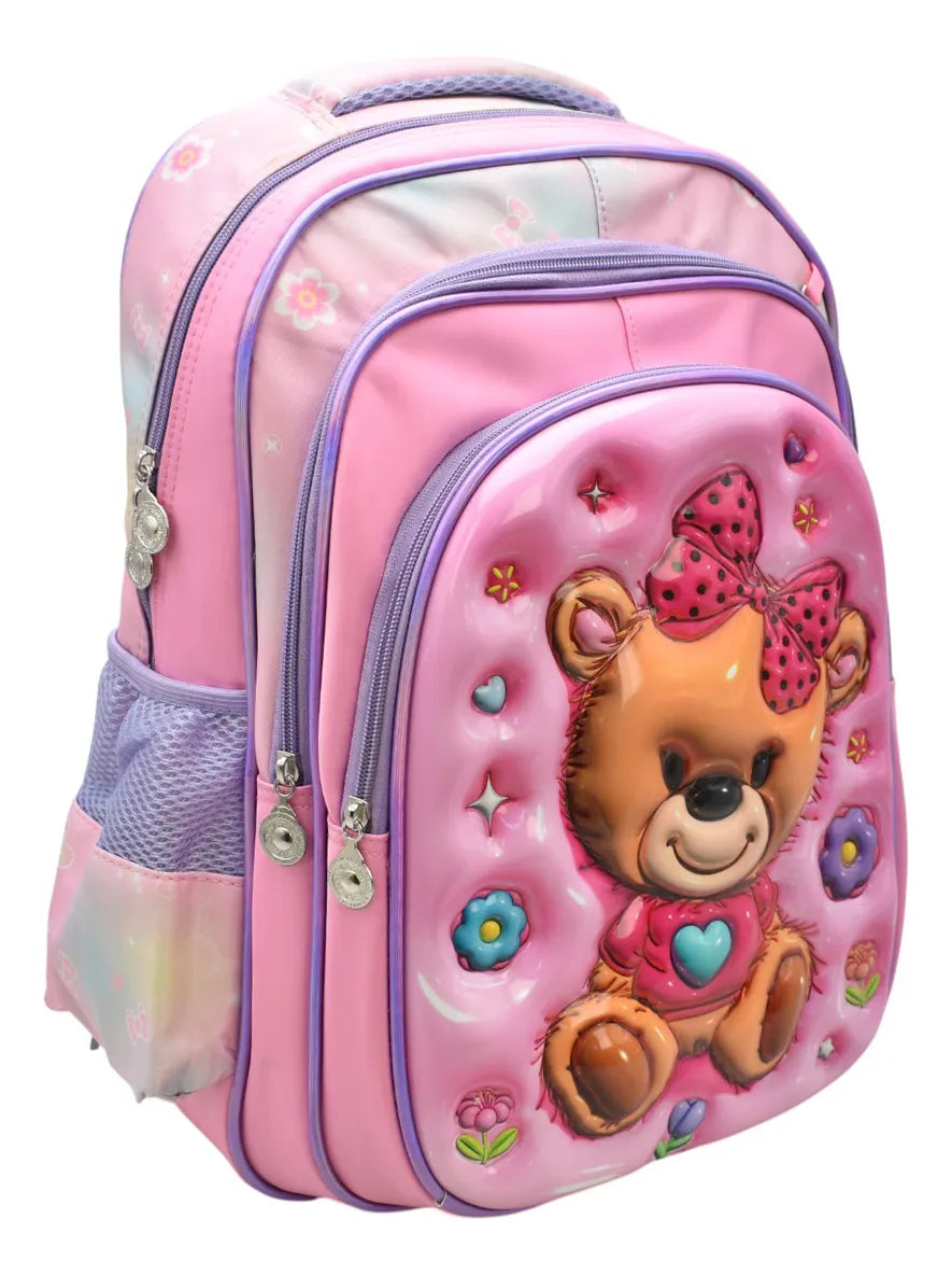 Mochila Oso Con Flores - Detalle compartimentos
