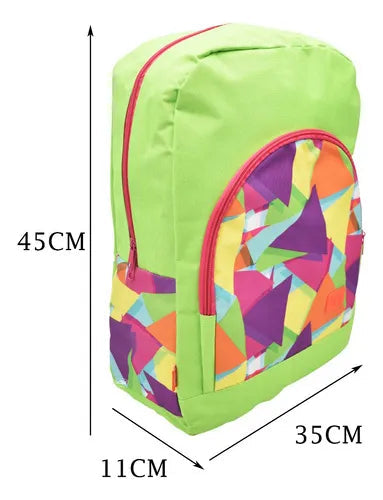 Mochila Triangulos Estampada Verde - Vista lateral