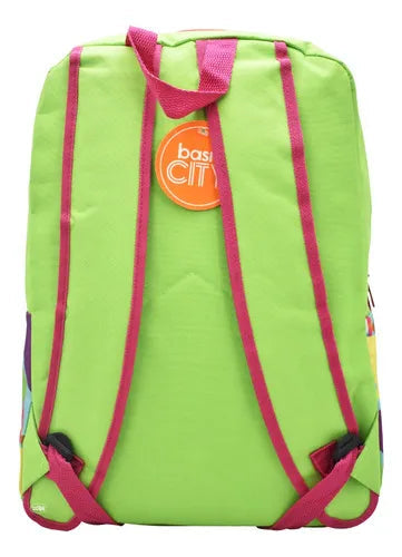Mochila Triangulos Estampada Verde - Vista trasera
