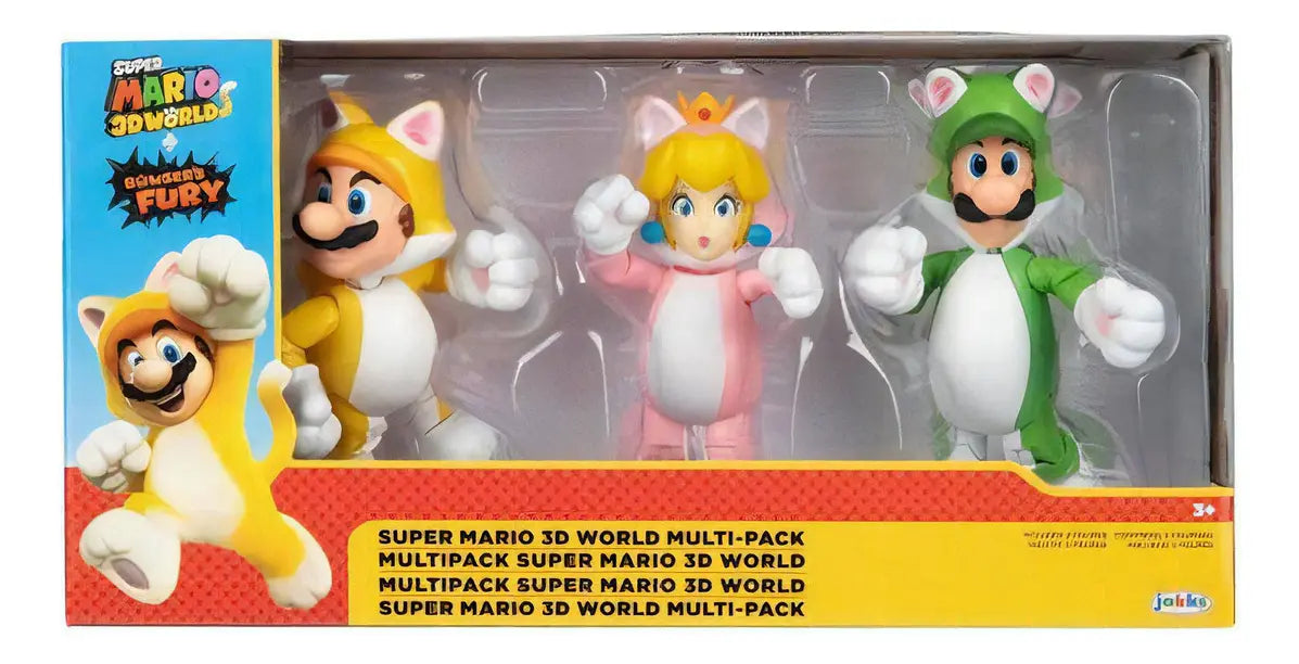 Super Mario 3d World Multi-pack 3 Figuras 12cm Jakks Pacific - Vista frontal