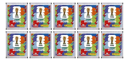 Taidongojuguetes Pack de 10 sobres de cromos Panini para la Copa Mundial FIFA 2026. Diseño colorido con el trofeo de la Copa Mundial.