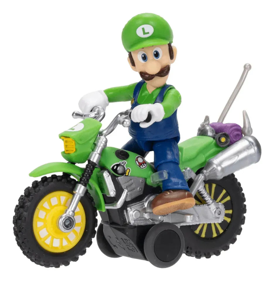 The Super Mario Galaxy Movie Luigi Con Moto Figura 7cm Jakks - Vista frontal