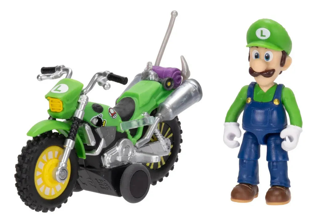 The Super Mario Galaxy Movie Luigi Con Moto Figura 7cm Jakks - Vista trasera