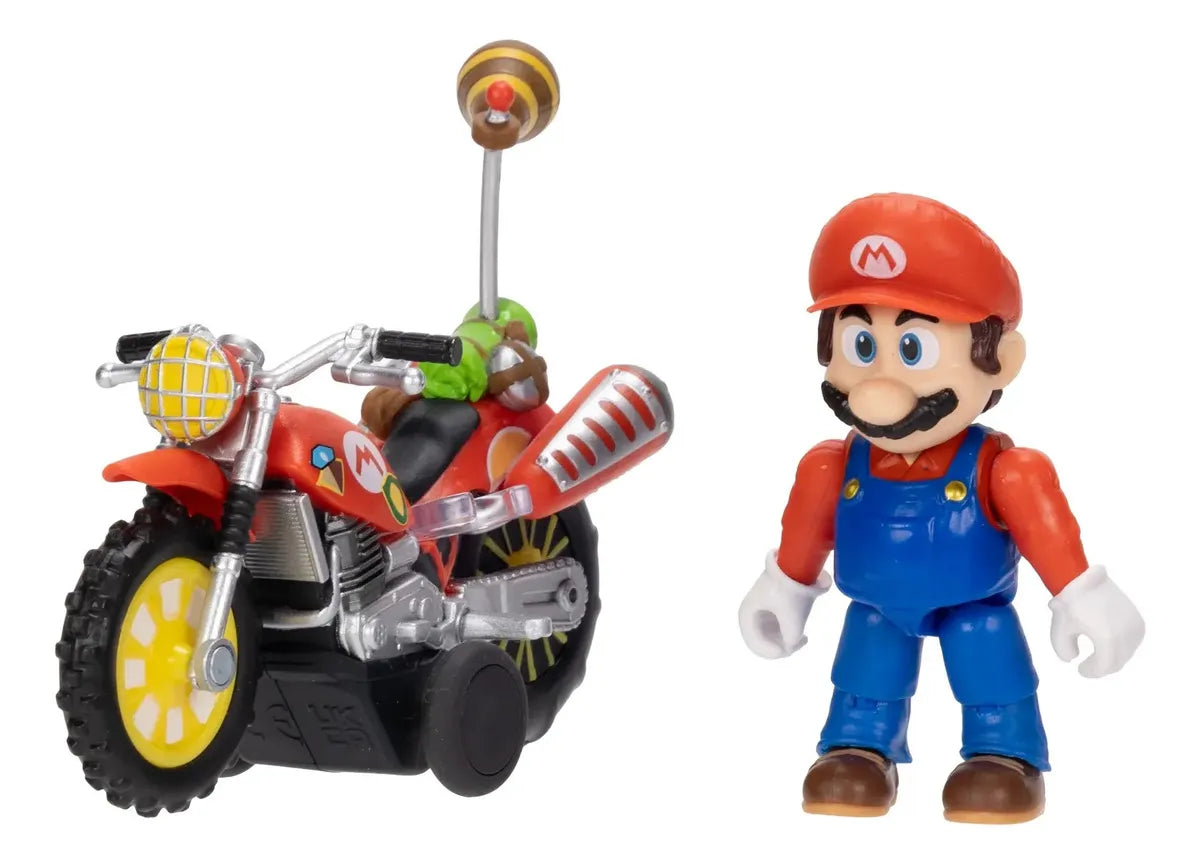 The Super Mario Galaxy Movie Mario Con Moto Figura 7cm Jakks - Vista lateral