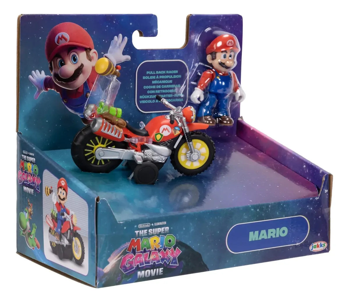 The Super Mario Galaxy Movie Mario Con Moto Figura 7cm Jakks - Vista trasera